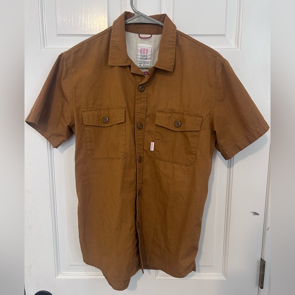 Topo Designs Men's Tan Casual Button Down Shirt